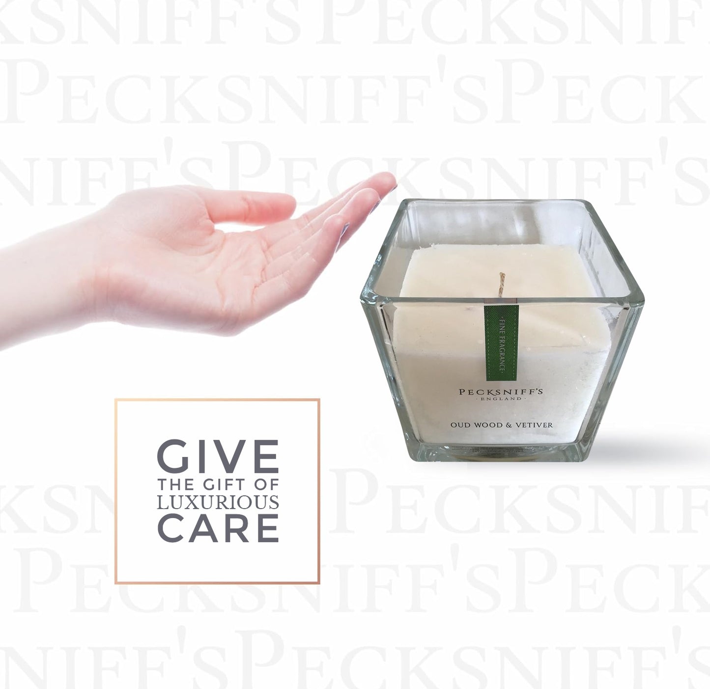 Pecksniffs Prestige Oud Wood & Vetiver Scented Square Candle | 1 Wick, 190g /6.7oz
