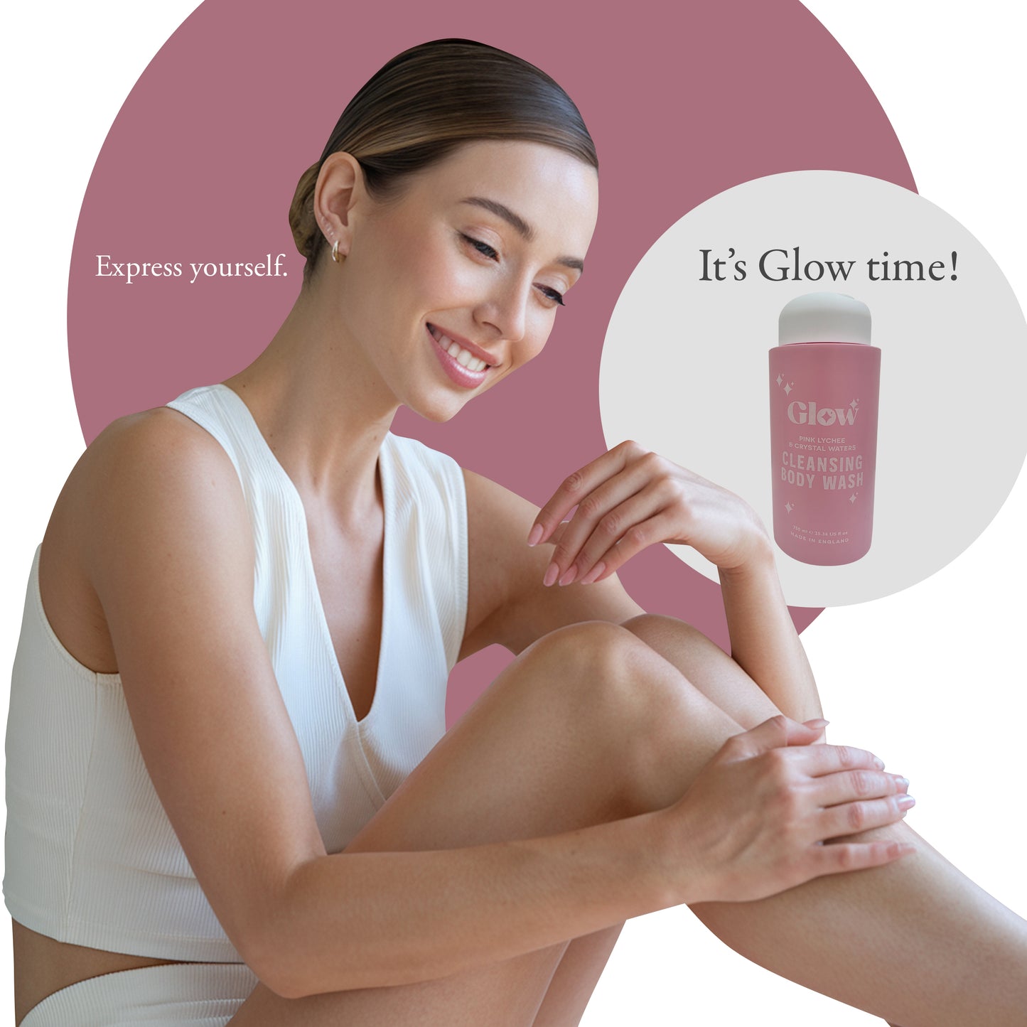Glow Cleansing Body Wash – Pink Lychee & Crystal Waters, 750 ml / 25.36 fl oz – Refreshing Fragrance, Skin-Softening Formula, Made in England