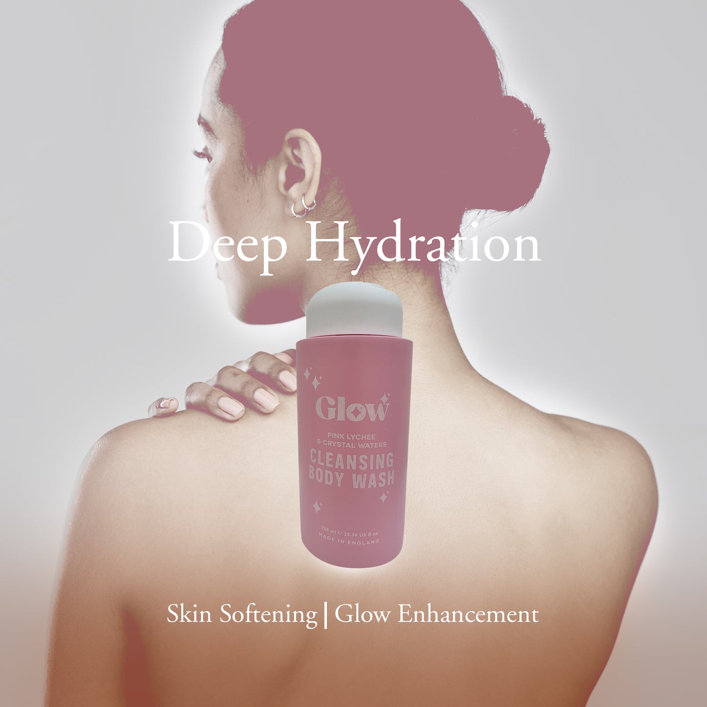 Glow Cleansing Body Wash – Pink Lychee & Crystal Waters, 750 ml / 25.36 fl oz – Refreshing Fragrance, Skin-Softening Formula, Made in England