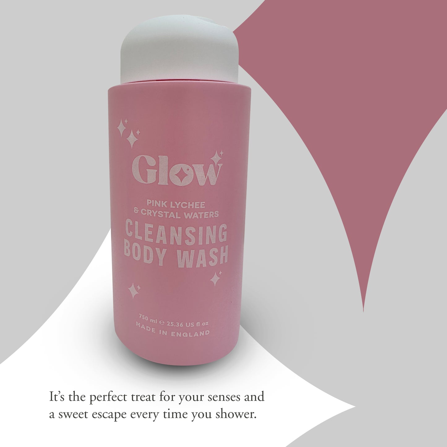 Glow Cleansing Body Wash – Pink Lychee & Crystal Waters, 750 ml / 25.36 fl oz – Refreshing Fragrance, Skin-Softening Formula, Made in England
