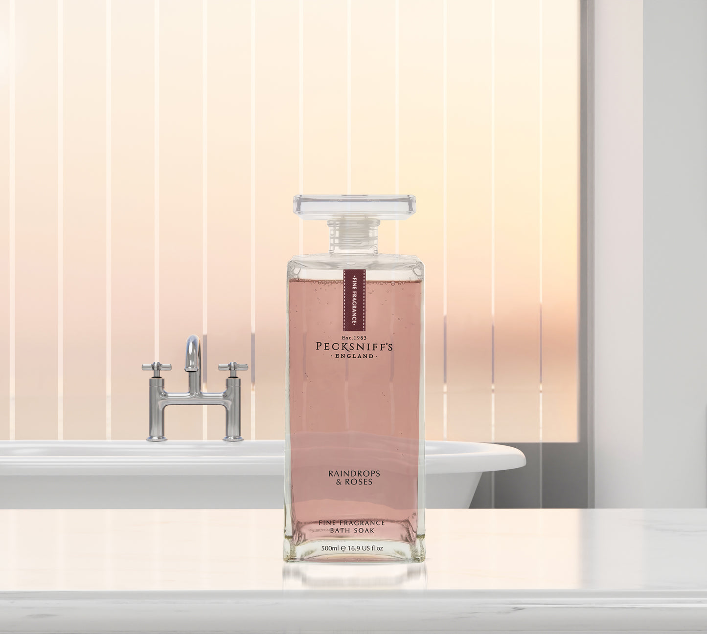 Pecksniffs Prestige Raindrops & Roses Bath Soak Decanter | 500ml/16.9 Fl Oz
