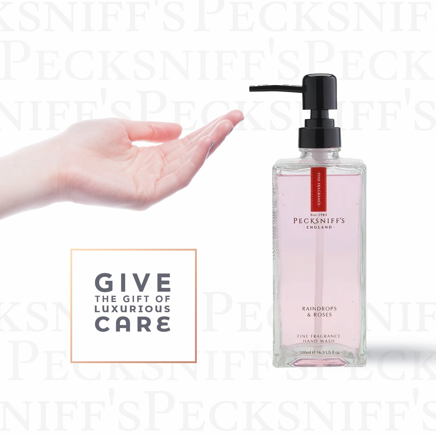 Pecksniffs Raindrops & Roses Fine Fragrance Hand Wash in a Glass Bottle | 500ml, 16.9 Fl oz