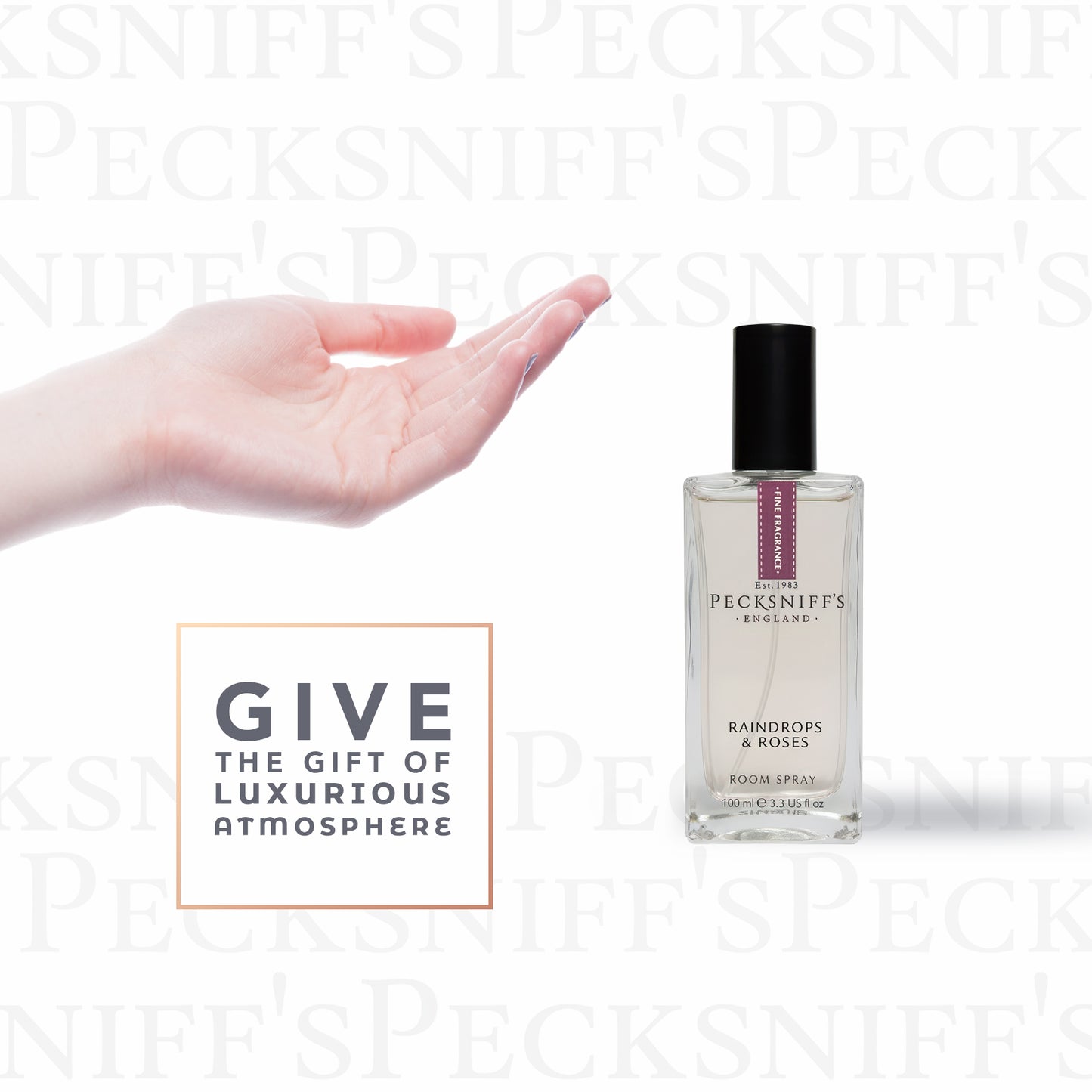 Pecksniffs Raindrops & Roses Square Room Spray | 100ml/3.38 Fl Oz