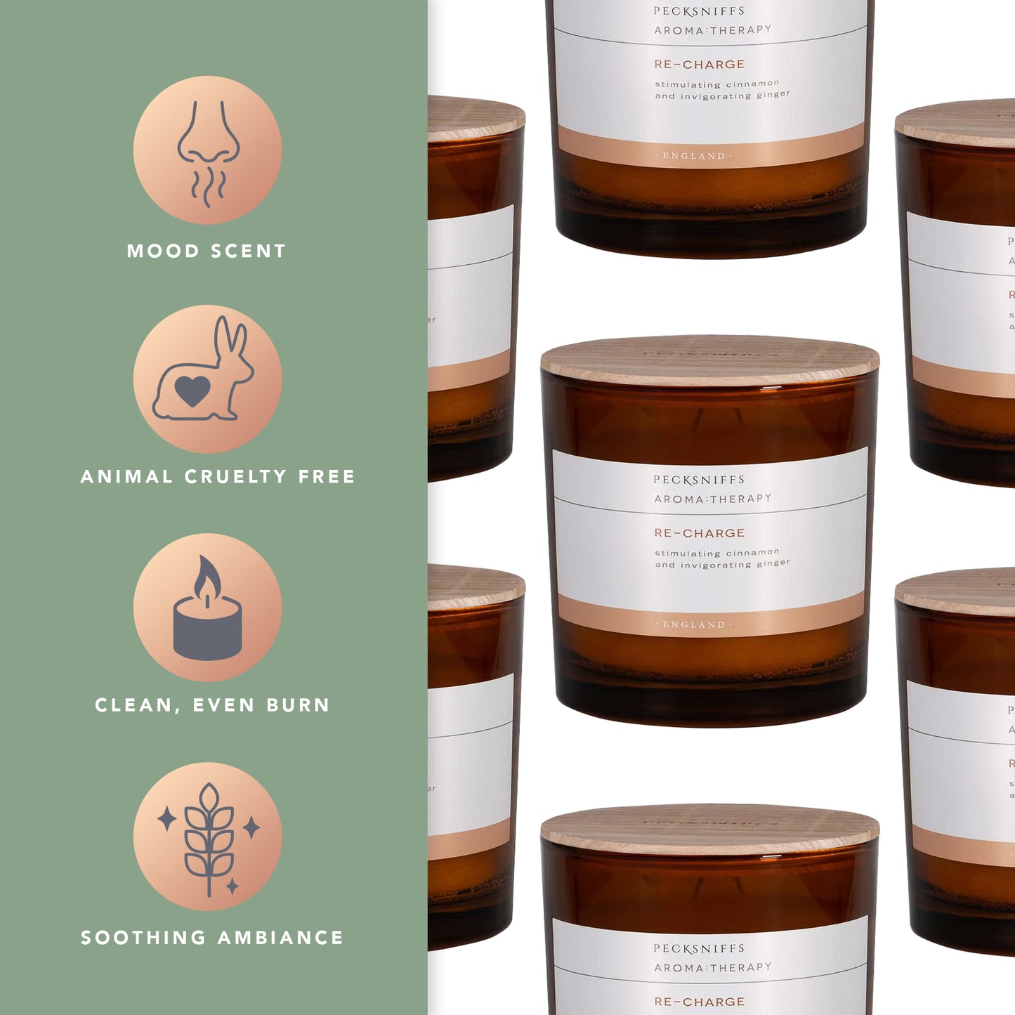 Pecksniffs Amber Re-Charge Candle | 3 Wicks, 550g/19.40oz