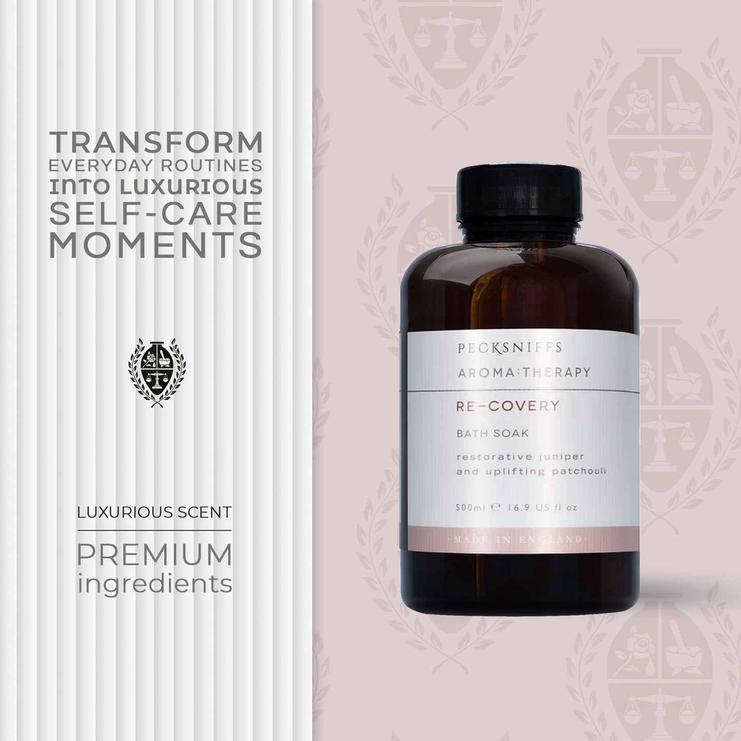 Pecksniffs Aroma:Therapy Re-Covery Bath Soak Decanter | 500ml/16.9 Fl Oz