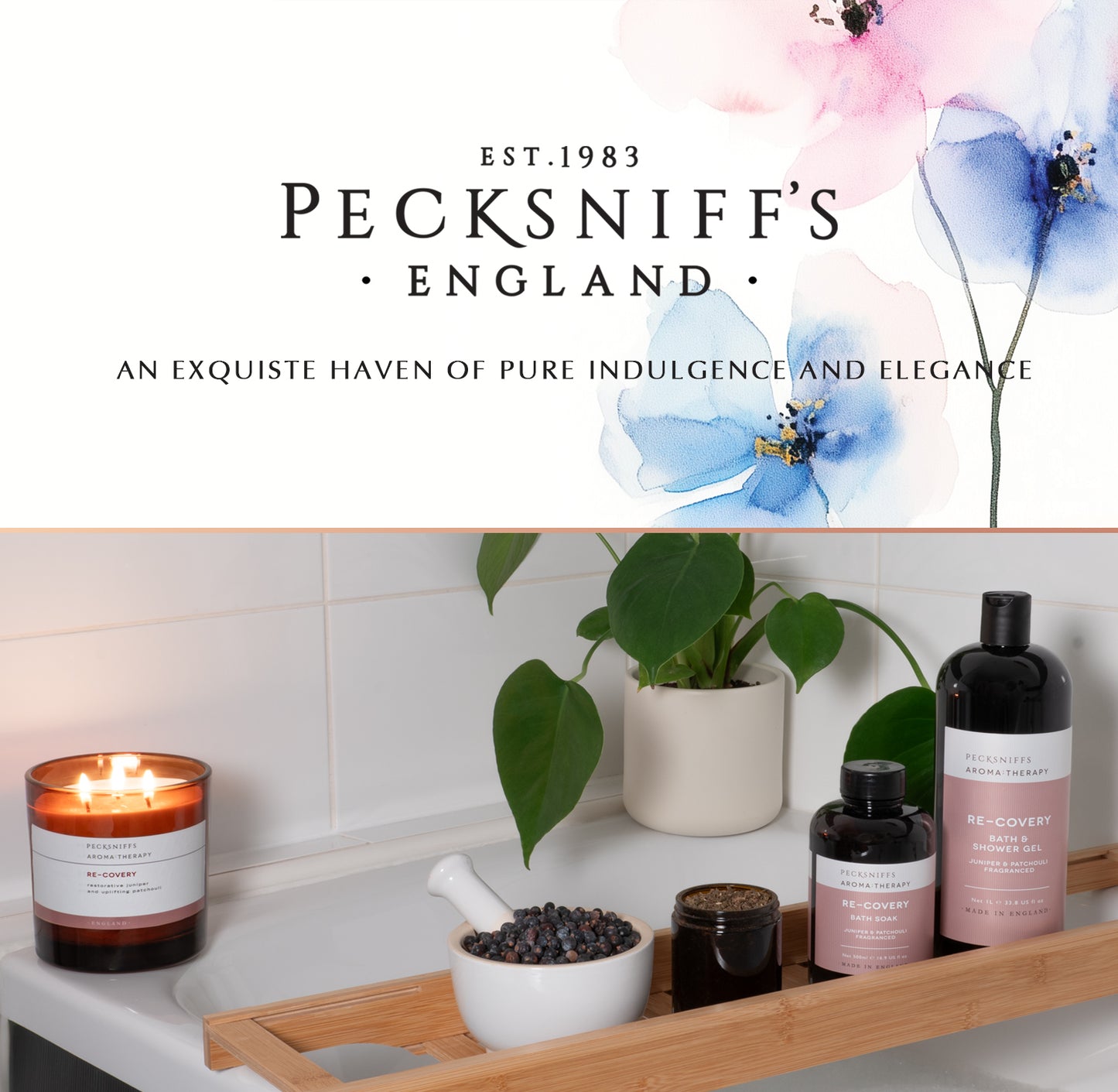 Pecksniff's Aroma:Therapy ReCovery Shower Gel – Luxurious Moisturizing Bath & Body Cleanser, 1000 ml/33.8 fl oz Bottle