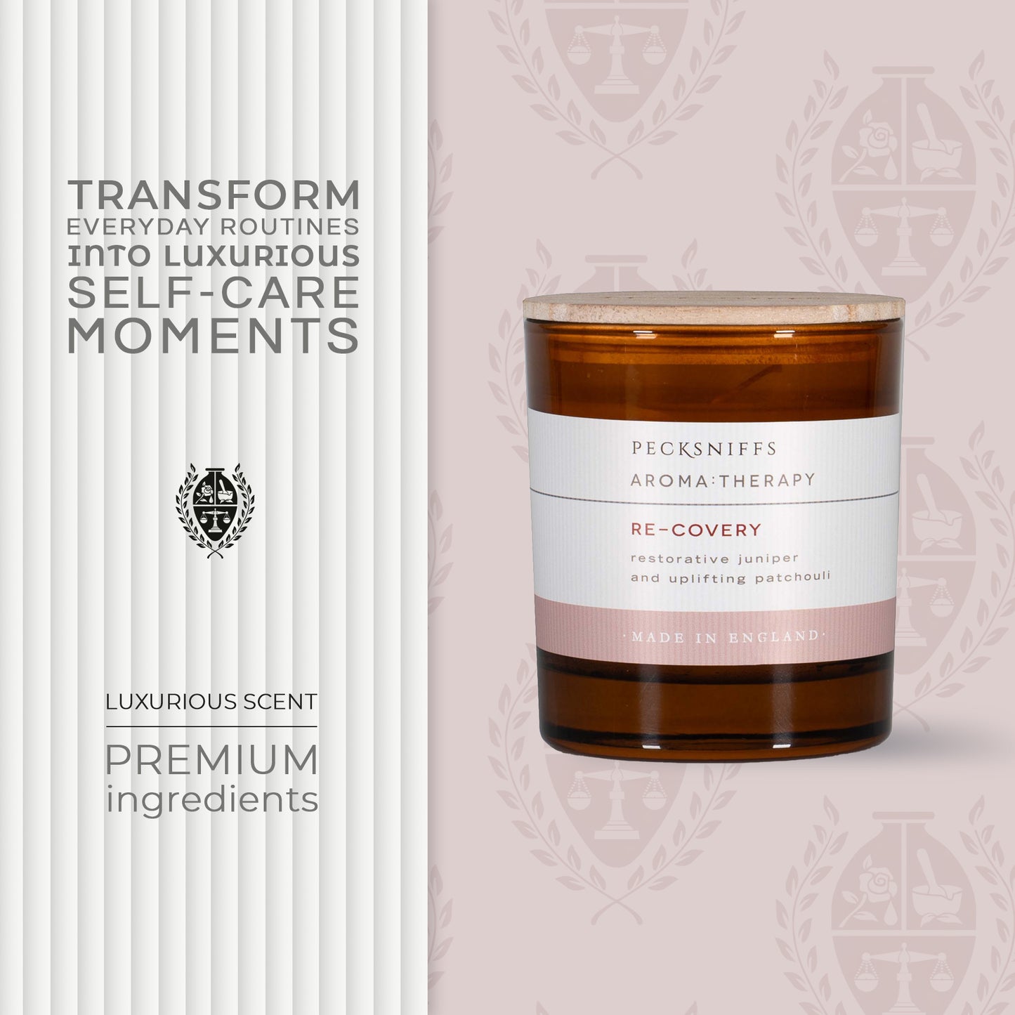 Pecksniffs Aromatherapy Re-Covery Candle with Dust Cover | 1 Wick, 150g/5.29oz