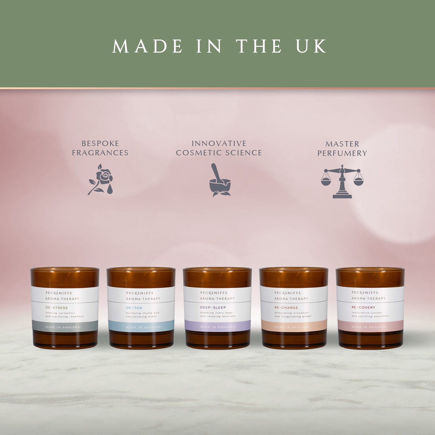 Pecksniffs Amber Re-Covery Aroma Therapy Candle | 1 Wick, 184g/6.49oz