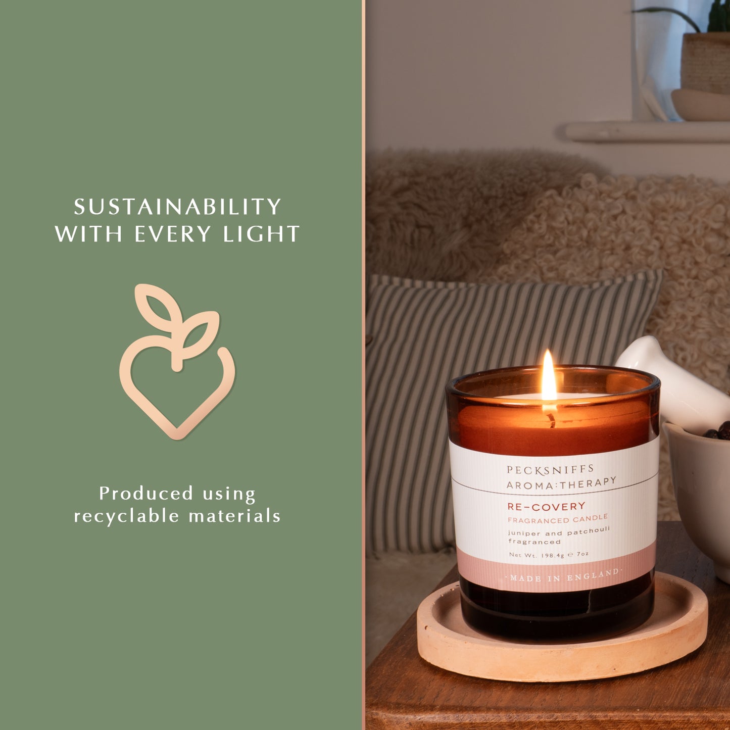 Pecksniffs Aromatherapy Re-Covery Candle with Dust Cover | 1 Wick, 150g/5.29oz