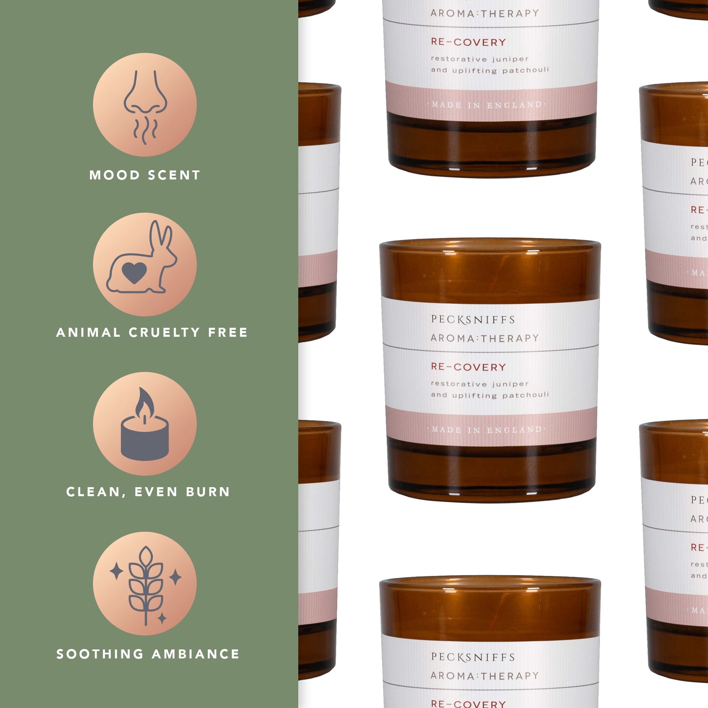Pecksniffs Aromatherapy Re-Covery Candle with Dust Cover | 1 Wick, 150g/5.29oz