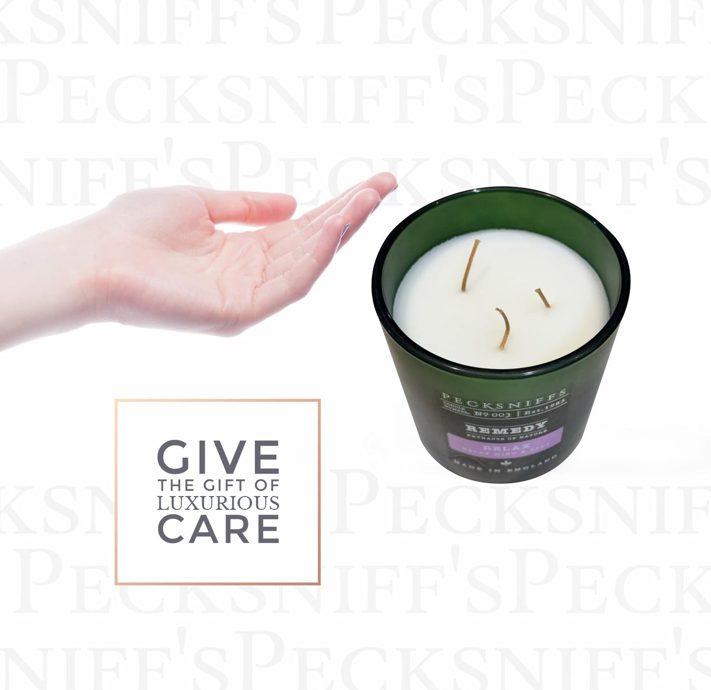Pecksniffs Remedy Green Tall Relax Candle | 3 Wicks, 550g /19.4 oz