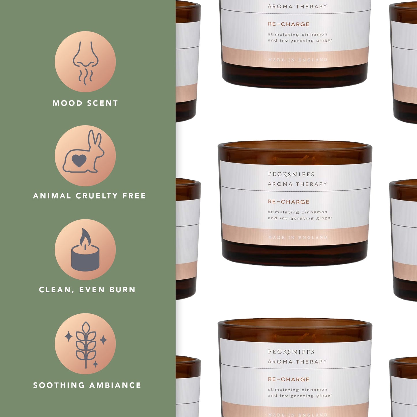 Pecksniffs Aromatherapy Re-Charge Candle | 3 Wicks, 283g/9.9oz