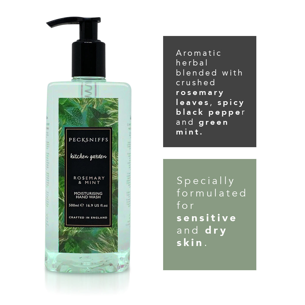 Pecksniffs Rosemary & Mint Scented Moisturizing Hand Wash | 500ml, 16.9 Fl oz