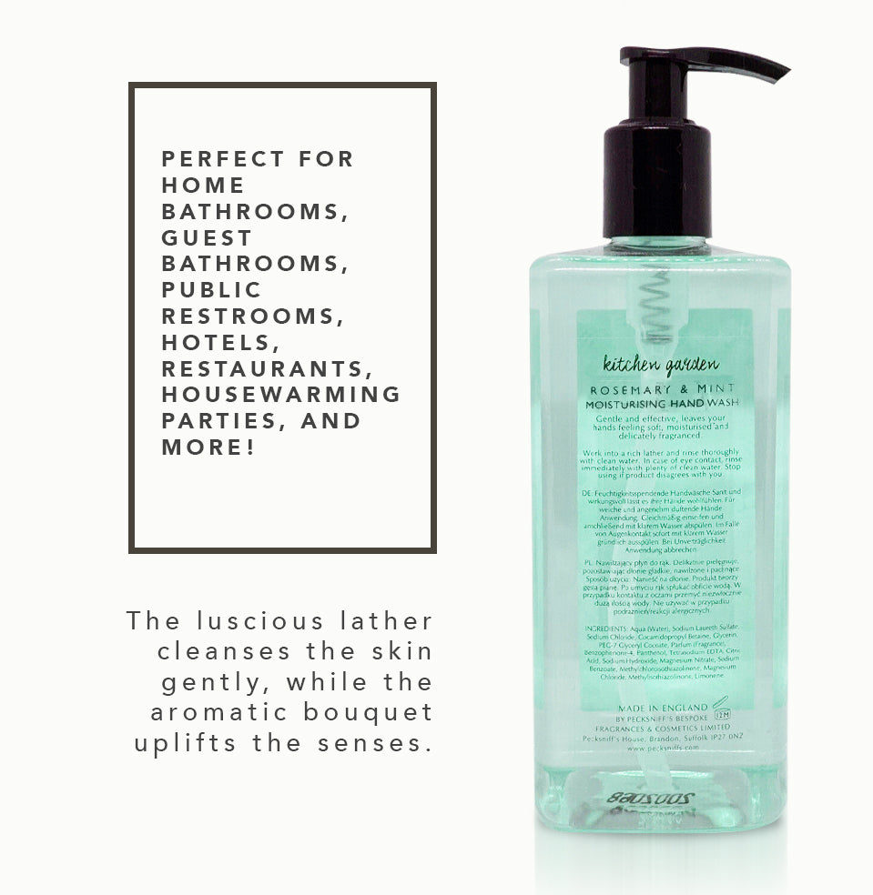 Pecksniffs Rosemary & Mint Scented Moisturizing Hand Wash | 500ml, 16.9 Fl oz