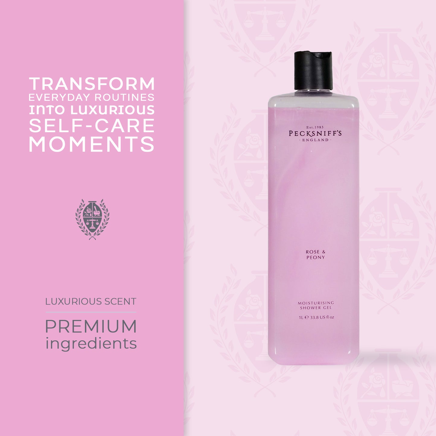 Pecksniffs Rose & Peony Moisturizing Shower Gel | 1000 ml / 33.80 Fl Oz