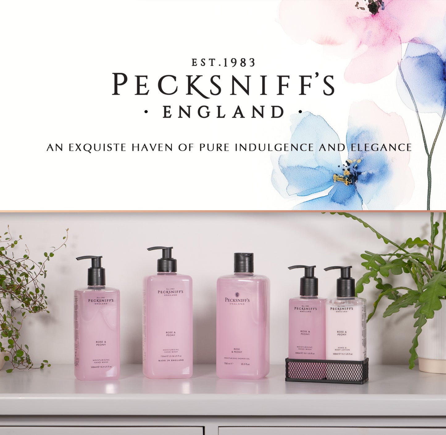Pecksniffs Rose & Peony Moisturizing Shower Gel | 1000 ml / 33.80 Fl Oz