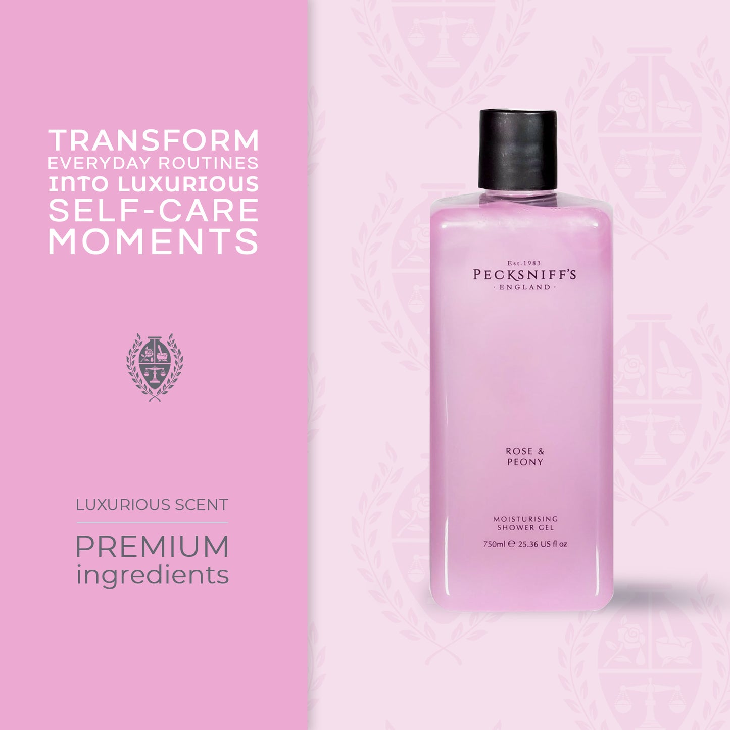 Pecksniff's Rose & Peony Moisturizing Shower Gel | 750ml / 25.36 Fl Oz