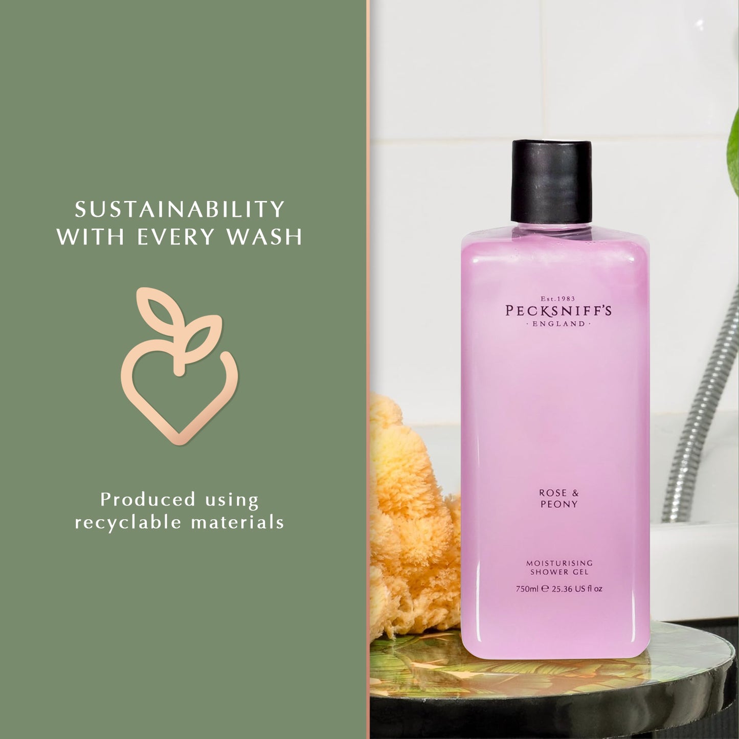 Pecksniff's Rose & Peony Moisturizing Shower Gel | 750ml / 25.36 Fl Oz