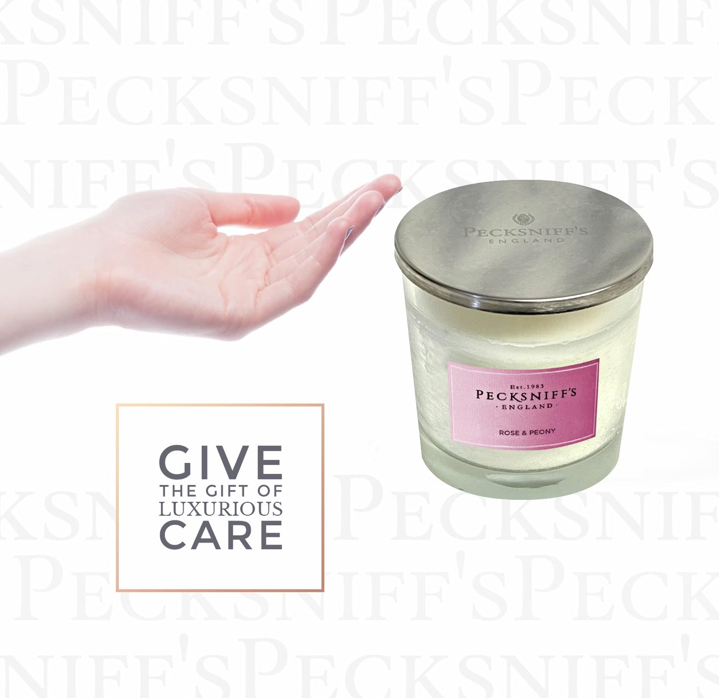 Pecksniffs Classic Rose & Peony Scented Candle | 3 Wicks, 550g/19.4oz