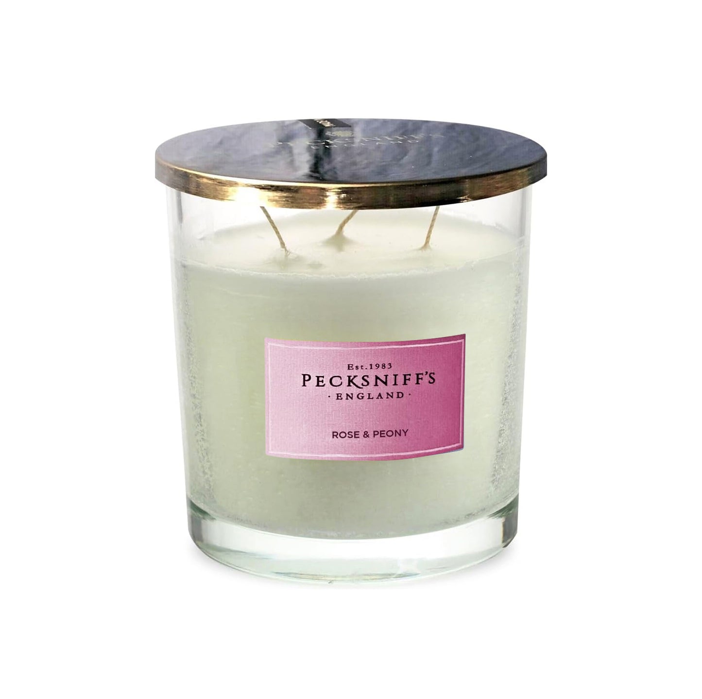 Pecksniffs Classic Rose & Peony Scented Candle | 3 Wicks, 550g/19.4oz