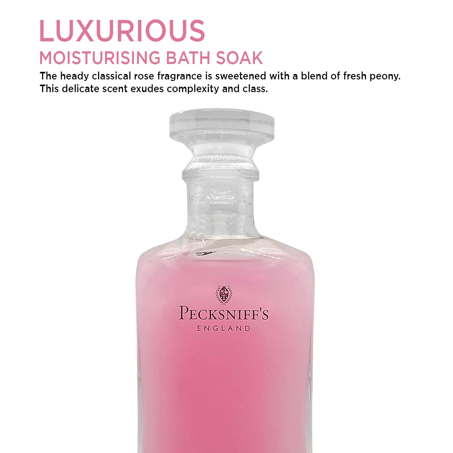 Pecksniffs Rose & Peony Luxury Bath Soak | 700ml /23.6 Fl Oz