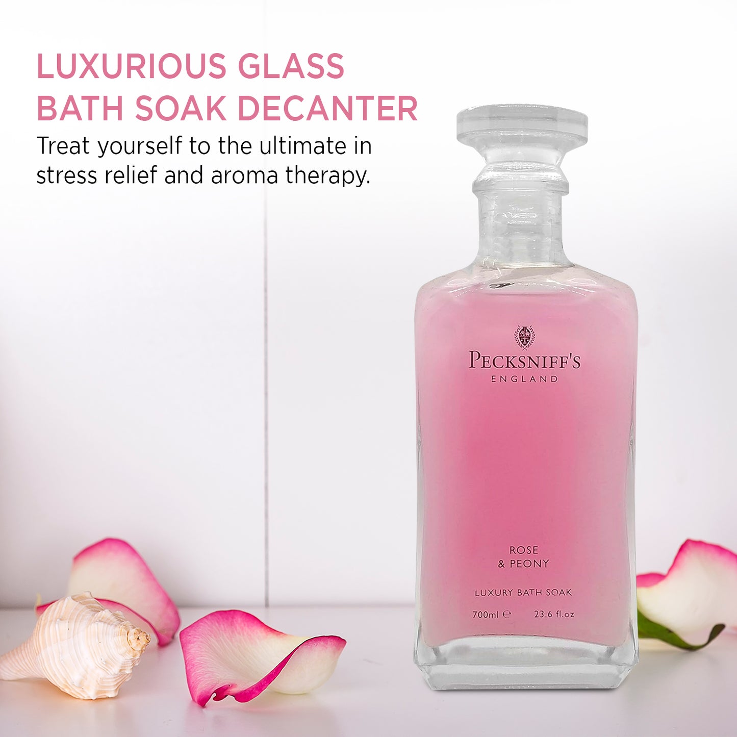 Pecksniffs Rose & Peony Luxury Bath Soak | 700ml /23.6 Fl Oz