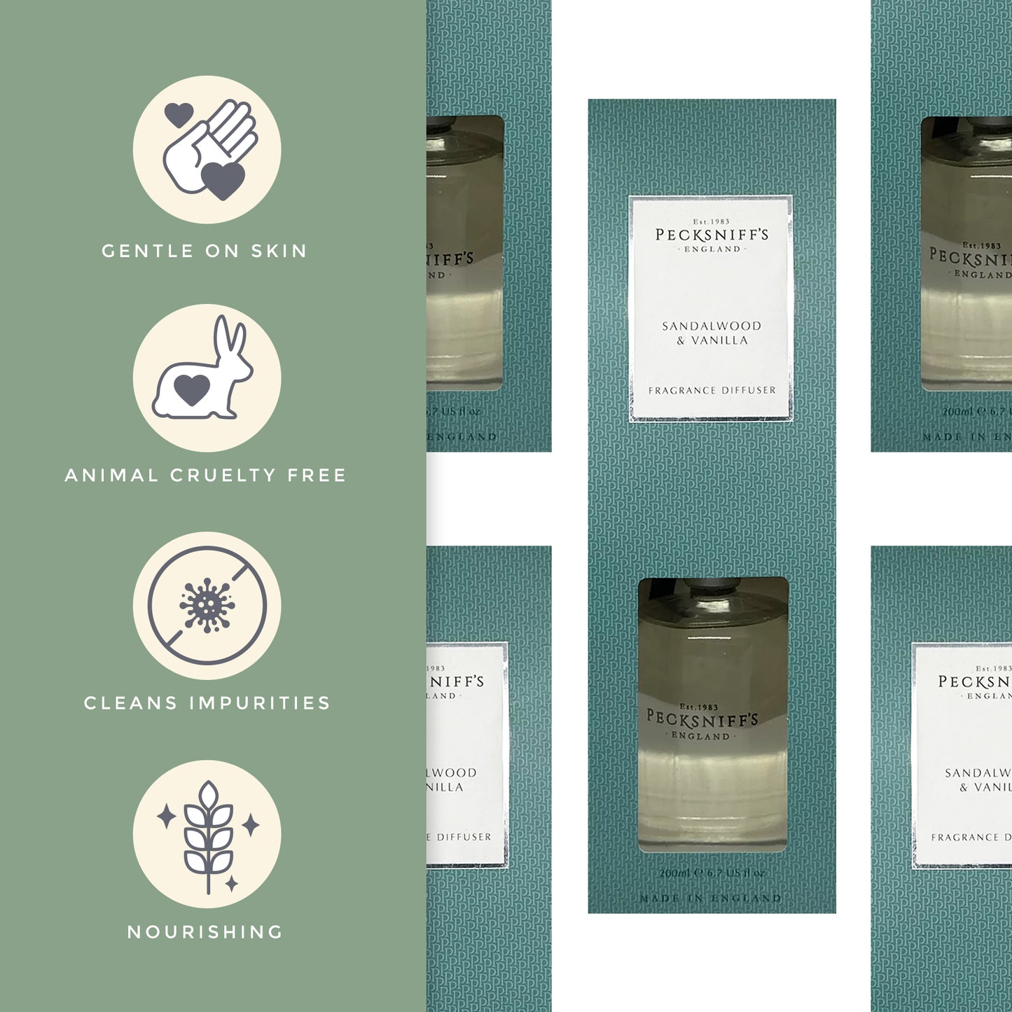 Pecksniff's Sandalwood & Vanilla Diffuser | 200ml/6.76 Fl Oz