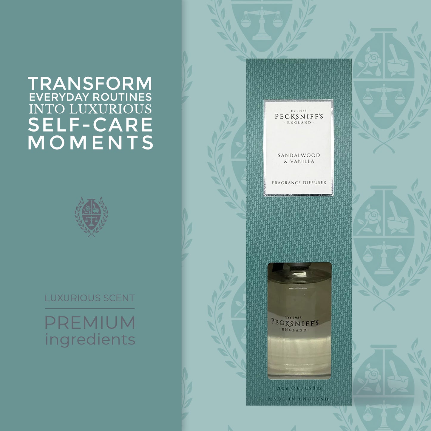 Pecksniff's Sandalwood & Vanilla Diffuser | 200ml/6.76 Fl Oz