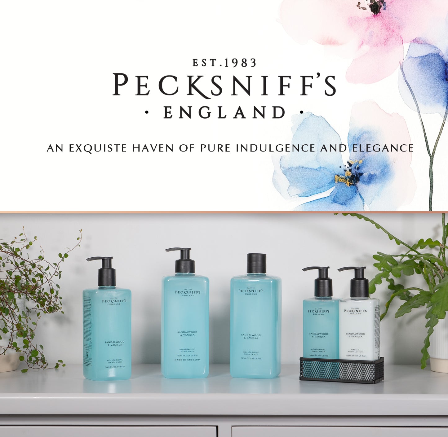 Pecksniffs Sandalwood & Vanilla Moisturizing Shower Gel | 1000 ml / 33.80 Fl Oz