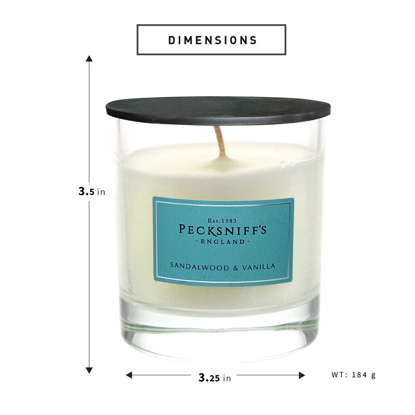 Pecksniff's Classic Sandalwood & Vanilla Scented Candle | 1 Wick, 184g/6.49oz