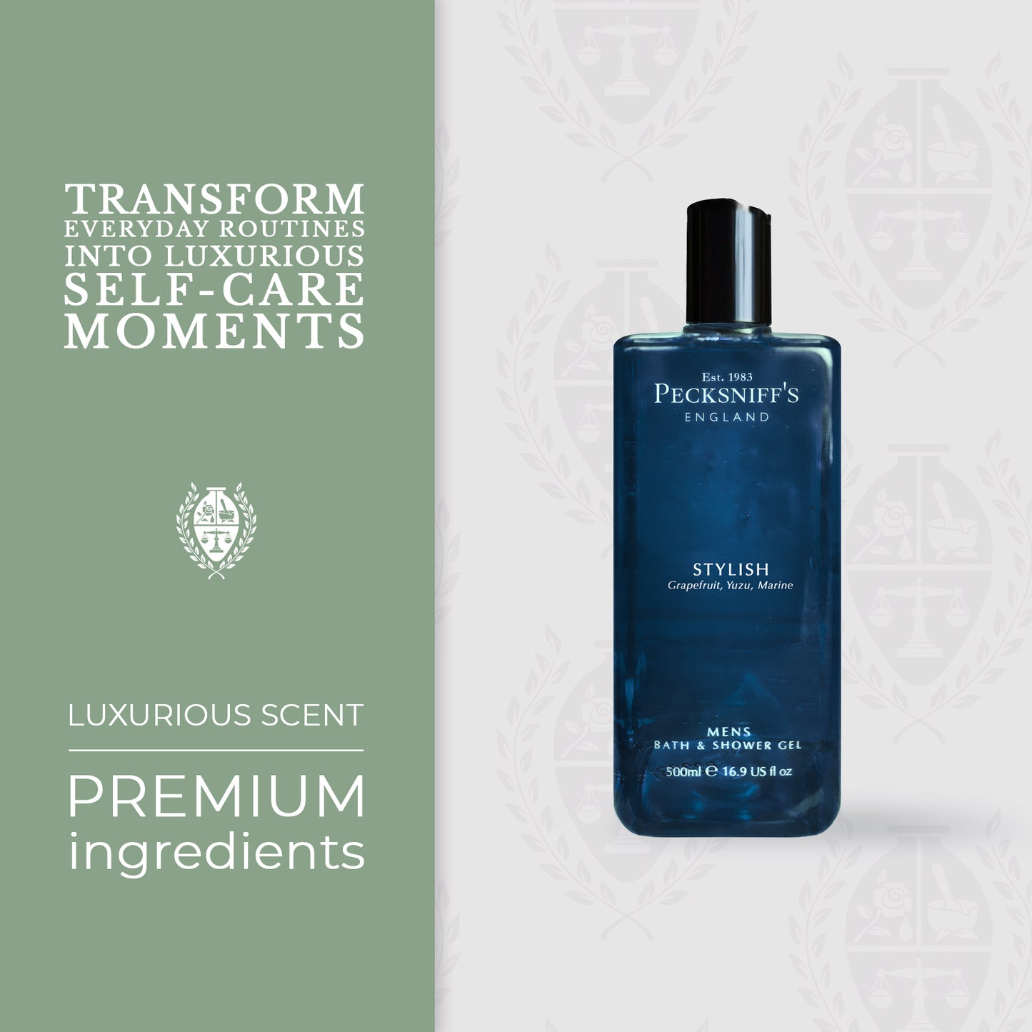 Pecksniffs Stylish Men's Bath and Shower Gel | 500ml /16.9 Fl Oz