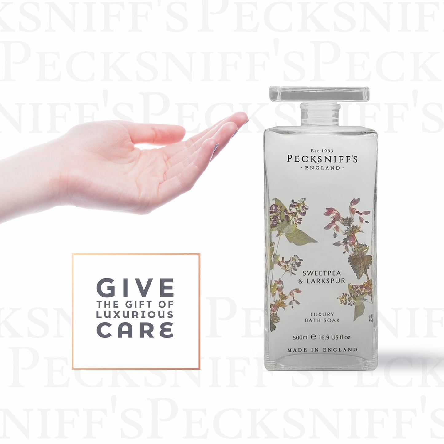 Pecksniffs Sweat Pea & Larkspur Bath Soak Decanter | 500ml/16.9 Fl Oz