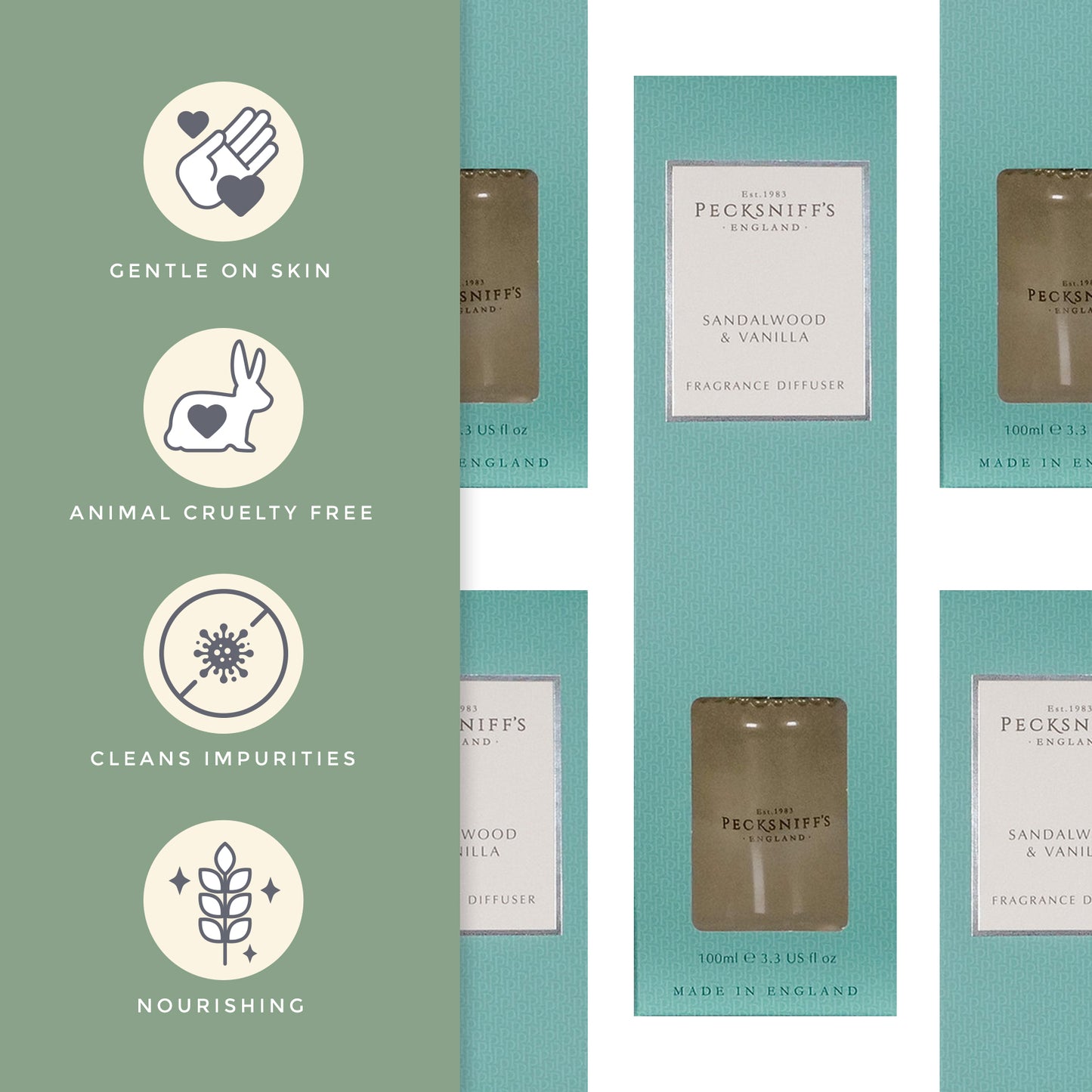 Pecksniff's Sandalwood & Vanilla Diffuser | 100ml/3.38 Fl Oz
