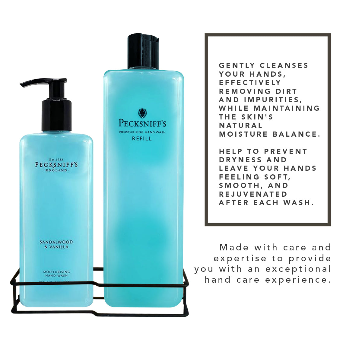 Pecksniff's Classic Sandalwood & Vanilla Moisturizing Hand Wash 500ml/16.9 Fl oz and Hand Wash Refill 1L/1000ml,33.8 Oz