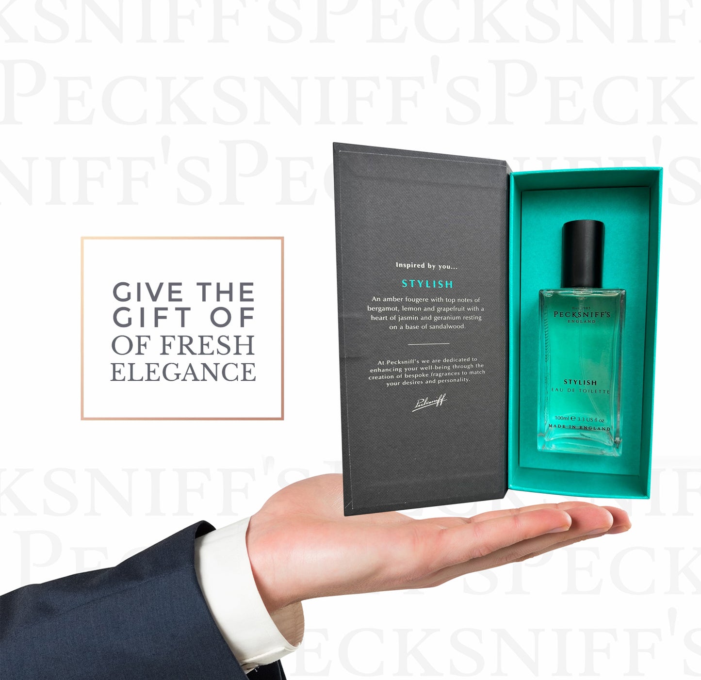 Pecksniff's Men's Stylish Face & Body Cologne – Luxury Eau de Toilette Spray, 100 ml / 3.3 fl oz