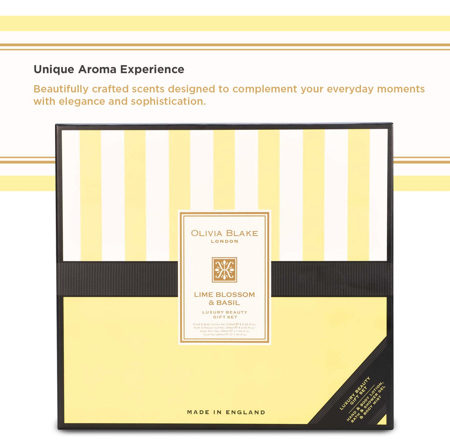 Olivia Blake Lime Blossom & Basil Trio Gift Set – 100 ml/3.38 fl oz Body Mist, 250 ml/8.45 fl oz Shower Gel, 250 ml/8.45 fl oz Body Lotion – Luxurious Everyday Essentials for Women