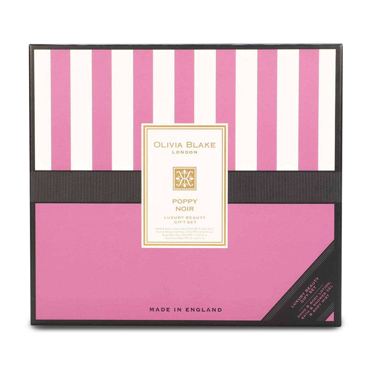 Olivia Blake Poppy Noir Trio Gift Set – 100 ml/3.38 fl oz Body Mist, 250 ml/8.45 fl oz Shower Gel, 250 ml/8.45 fl oz Body Lotion – Luxurious Everyday Essentials for Women
