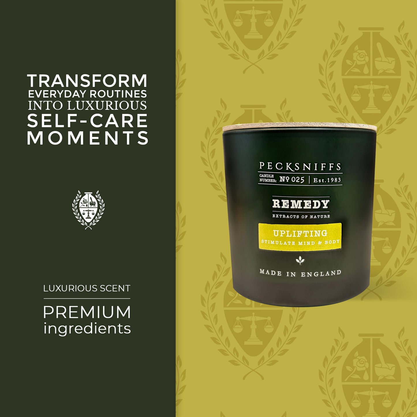 Pecksniffs Remedy Green Tall Uplifting Candle | 3 Wicks, 515g /18.16oz