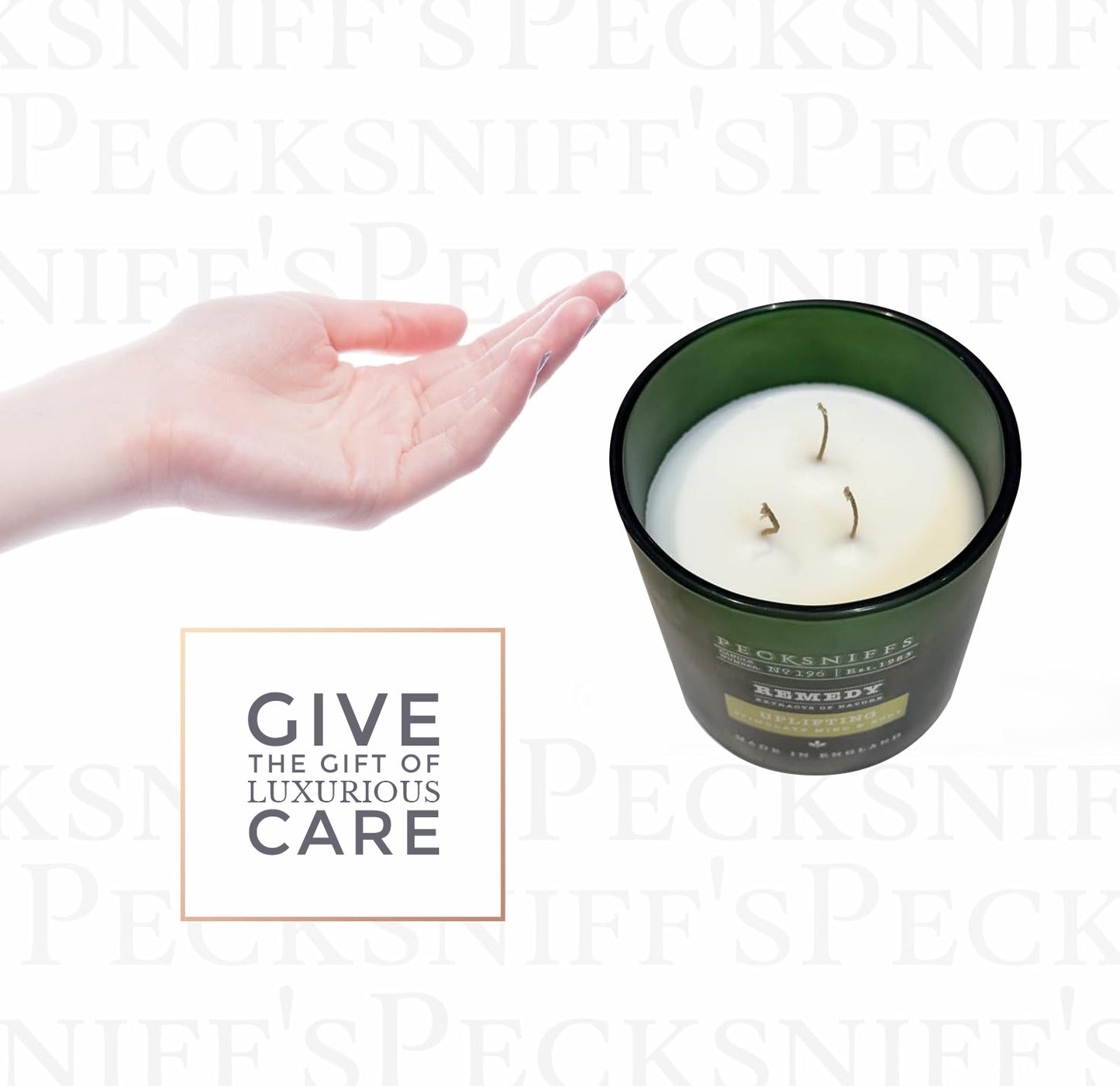 Pecksniffs Remedy Green Tall Uplifting Candle | 3 Wicks, 515g /18.16oz