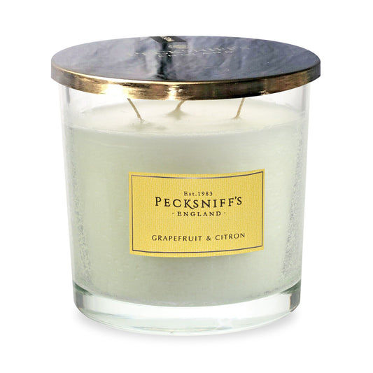 Pecksniffs Classic Grapefruit & Citron Scented Candle | 3 Wicks, 550g/19.4oz