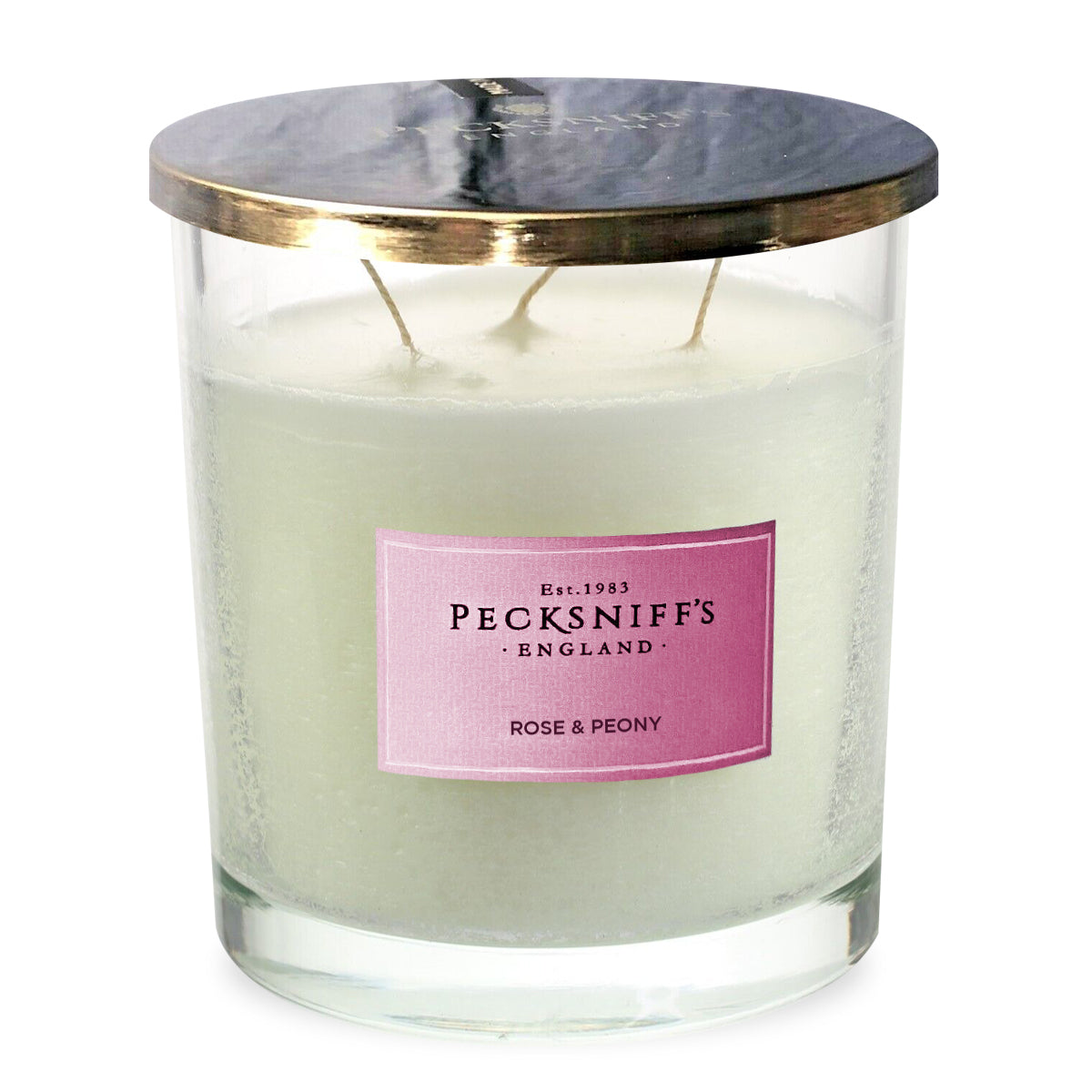 Pecksniffs Classic Rose & Peony Scented Candle | 3 Wicks, 550g/19.4oz