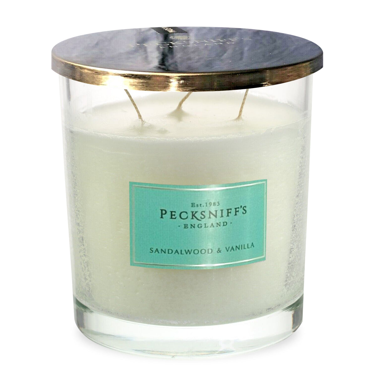 Pecksniffs Classic Sandalwood & Vanilla Scented Candle | 3 Wicks, 550g/19.4oz