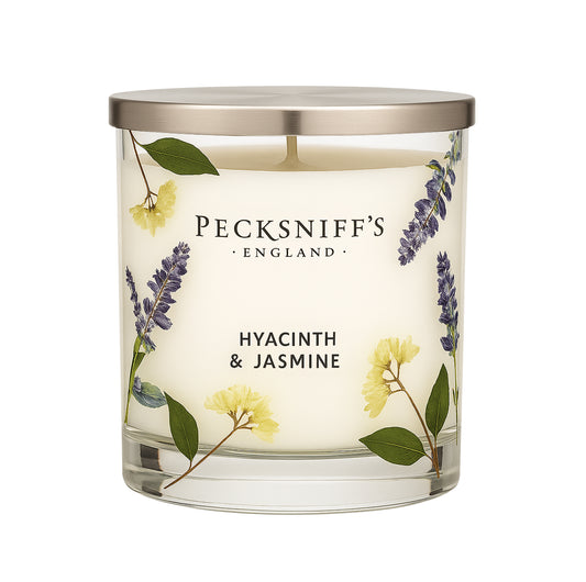 Pecksniff’s 1 Wick Candle – Jasmine & Hyacinth, 184 g / 6.49 oz – Long Lasting Burn, Elegant Home Decor & Relaxing Ambiance