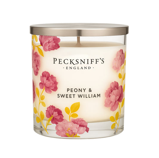 Pecksniff’s 1 Wick Candle – Peony & Sweet William, 184 g / 6.49 oz – Long Lasting Burn, Elegant Home Decor & Relaxing Ambiance