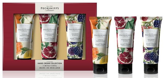 Pecksniff’s Enchanted Winter Hand Cream Collection – 3 Pack 100ml Tubes – Luxury Moisturizing Gift Set for Women & Men with Citrus & Frankincense, Pomegranate & Musk, Blackberry & Vanilla