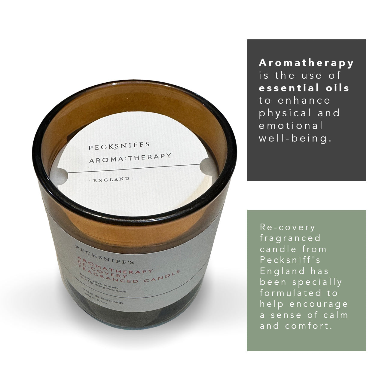 Pecksniffs Aromatherapy Re-Covery Candle with Dust Cover | 1 Wick, 150g/5.29oz