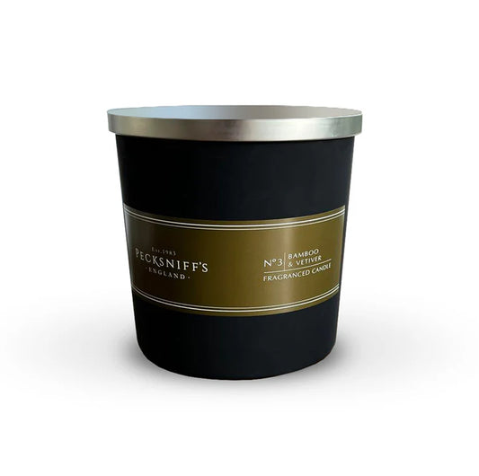 Pecksniffs Black Tall Bamboo and Vetiver Scented Candle | 3 Wicks, 283g/9.9oz