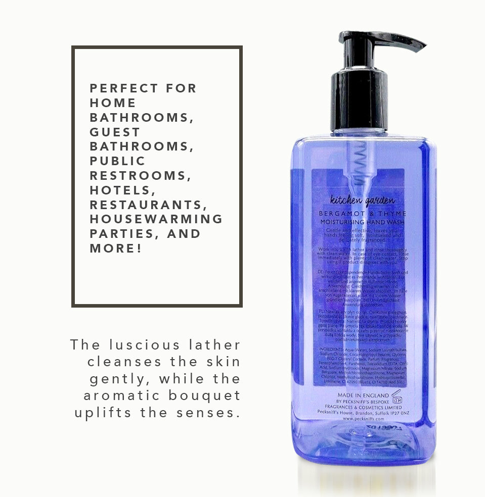 Pecksniff's Classic Bergamot & Thyme Scented Moisturizing Hand Wash | 500ml, 16.9 Fl oz