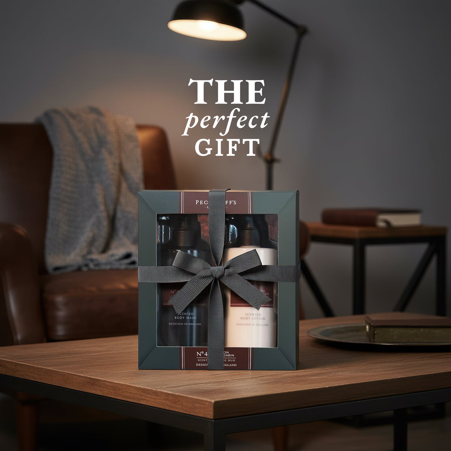 Pecksniffs Men's Bathing Duo Collection – Bourbon & Mandarin Scented Body Wash and Body Lotion Gift Set, 2 x 250ml