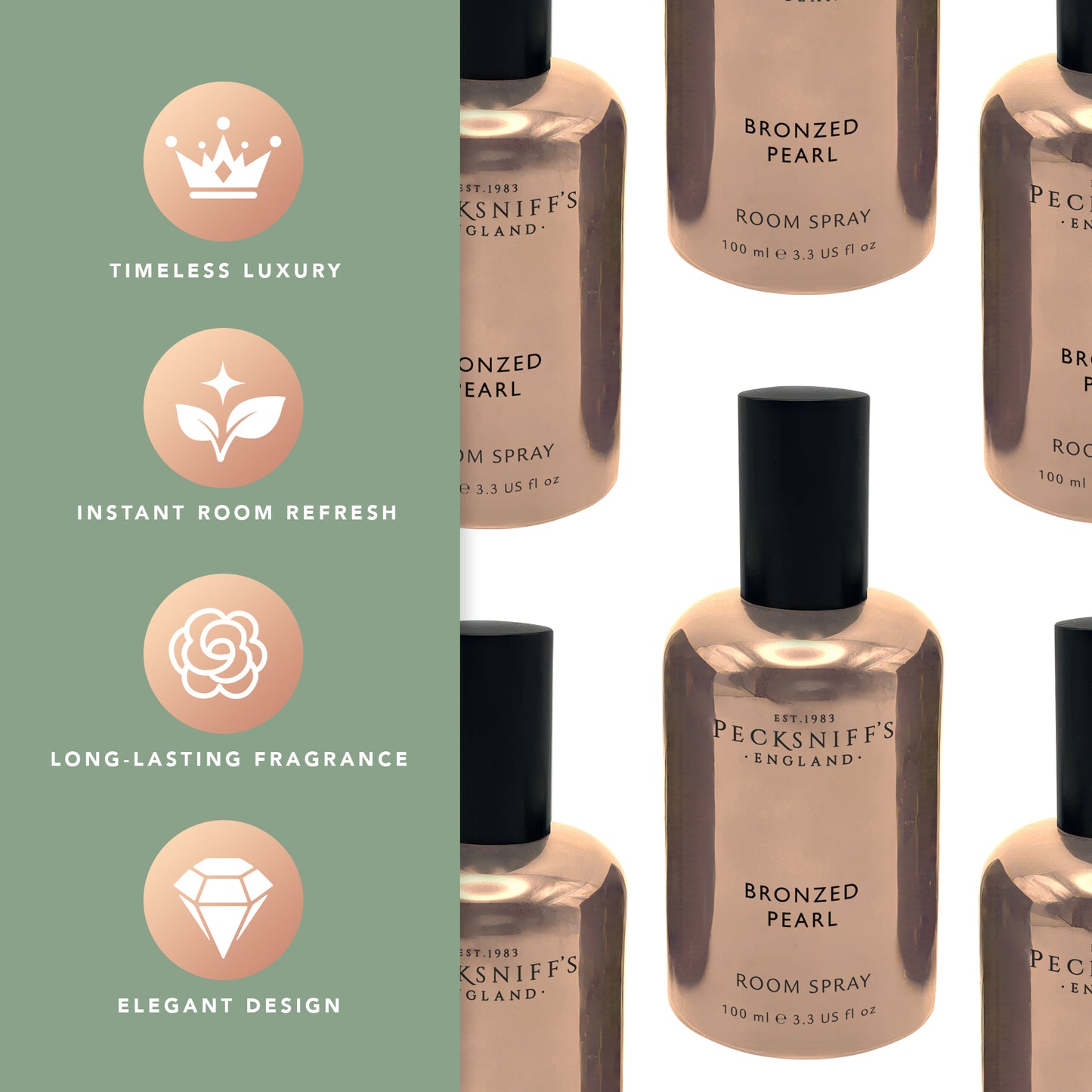 Pecksniffs Bronzed Pearl Room Spray | 100ml/3.38 Fl Oz